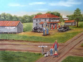 Cat Square Store and Little Sister by Arie Reinhardt Taylor art print