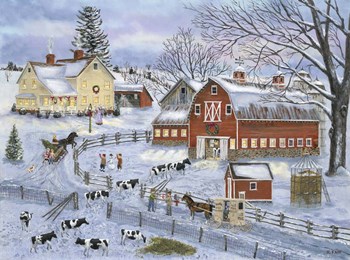 Dairy Farm at Christmas by Bob Fair art print