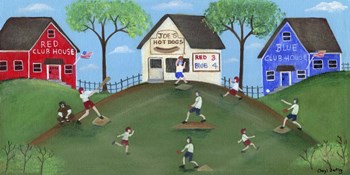 Red Blue Baseball Game by Cheryl Bartley art print
