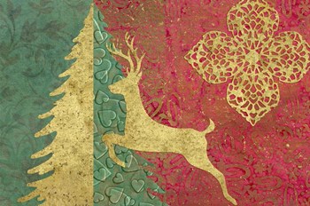 Xmas Tree and Deer by Cora Niele art print