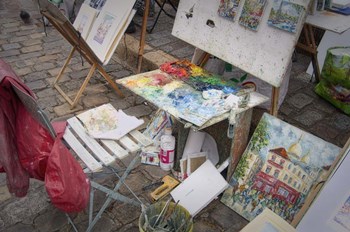 Monmartre Artist Working On Place du Tertre III by Cora Niele art print