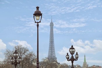 Street Lamps And Eiffel Tower by Cora Niele art print