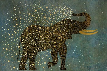 Gold Spraying Elephant by Cora Niele art print