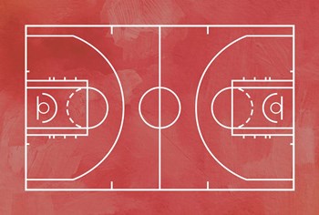 Basketball Court Red Paint Background by Sports Mania art print