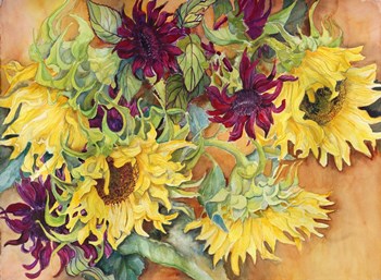 Nodding Heads Sunflowers by Joanne Porter art print
