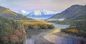 Autumn on the Waiau River by John Bradley art print
