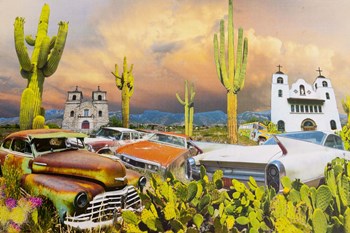 Going to Two Churches by John Roy art print