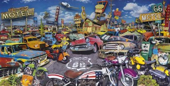 Bikes &amp; Cars by John Roy art print
