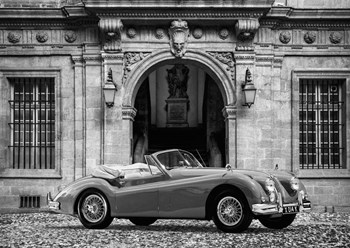 Luxury Car in front of Classic Palace (BW) by Gasoline Images art print