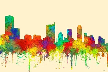 Austin Texas Skyline-SG by Marlene Watson art print