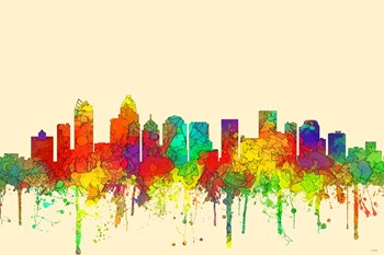 Charlotte NC Skyline-SG by Marlene Watson art print