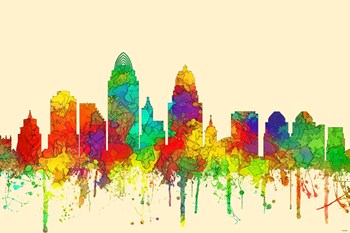 Cincinnati Ohio Skyline-SG by Marlene Watson art print