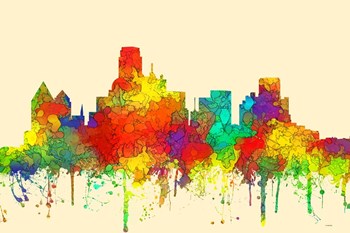 Dallas Texas Skyline-SG by Marlene Watson art print