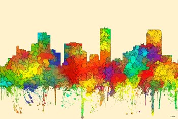 Denver Colorado Skyline-SG by Marlene Watson art print