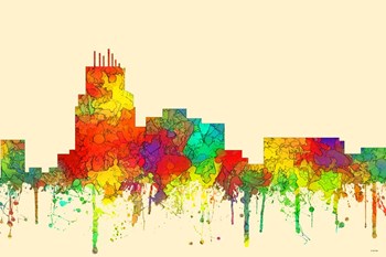 Durham North Carolina Skyline-SG by Marlene Watson art print