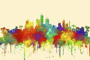 Honolulu Hawaii Skyline-SG by Marlene Watson art print