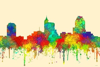 Raleigh North Carolina Skyline-SG by Marlene Watson art print