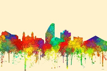 San Jose California Skyline-SG by Marlene Watson art print