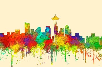 Seattle Washington Skyline -SG by Marlene Watson art print