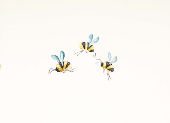 3 Bees on White by Molly Susan Strong art print