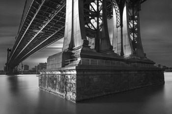 Manhatan Bridge Column Bw Flat by Moises Levy art print