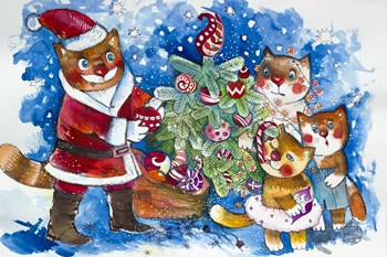 Christmas Cats by Oxana Zaika art print