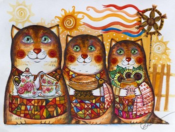 3 Cats by Oxana Zaika art print