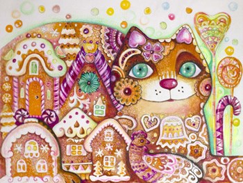 Gingerbread Cat 1 by Oxana Zaika art print