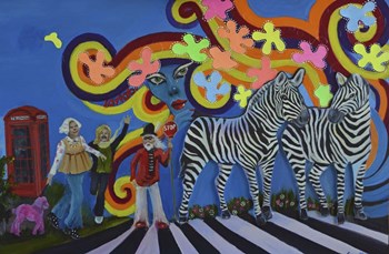Bubblegum Pop Zebras by Sue Clyne art print