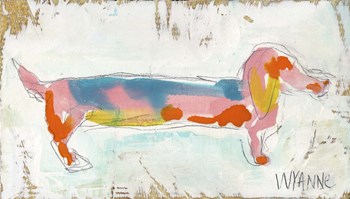 Doxie on Reclaimed Wood by Wyanne art print