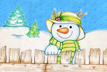 Snowman Fence by Valarie Wade art print