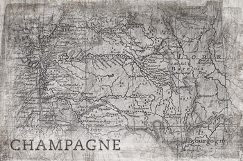Champagne Map White by PI Galerie art print