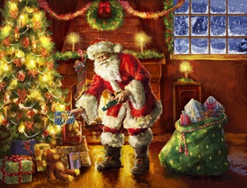 Santa putting gifts under tree by Marcello Corti art print