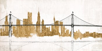 Bridge and Skyline Gold by Avery Tillmon art print