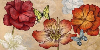 Flowers and Butterflies (Neutral) by Eve C. Grant art print