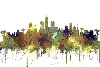 Honolulu Hawaii Skyline 2-  Safari Buff by Marlene Watson art print