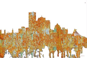 Montreal Que Skyline - Rust by Marlene Watson art print