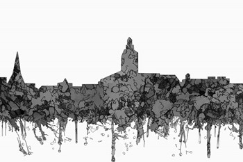 Annapolis Maryland Skyline - Cartoon B&amp;W by Marlene Watson art print