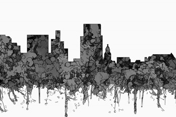 Boise Idaho Skyline - Cartoon B&amp;W by Marlene Watson art print