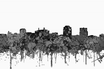 Colorado Springs Colorado Skyline - Cartoon B&amp;W by Marlene Watson art print