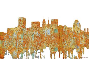 Baltimore Maryland Skyline - Rust by Marlene Watson art print