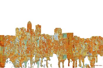 Des Moines Iowa Skyline - Rust by Marlene Watson art print