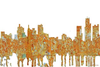 Detroit Michigan Skyline - Rust by Marlene Watson art print