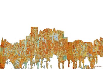 El Paso Texas Skyline - Rust by Marlene Watson art print