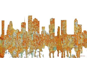 Houston Texas Skyline  - Rust by Marlene Watson art print