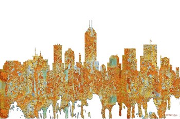 Indiana Indianapolis Skyline - Rust by Marlene Watson art print