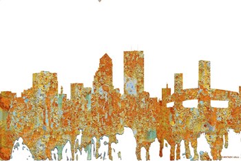 Jacksonville Florida Skyline - Rust by Marlene Watson art print