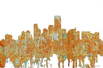 Jersey City New Jersey Skyline - Rust by Marlene Watson art print