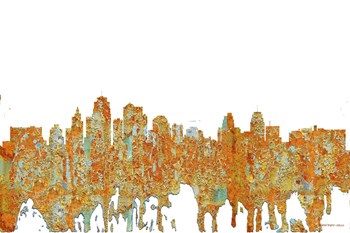 Kansas City Missouri Skyline - Rust by Marlene Watson art print