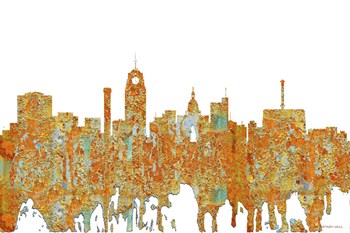 Lansing Michigan Skylines - Rust by Marlene Watson art print